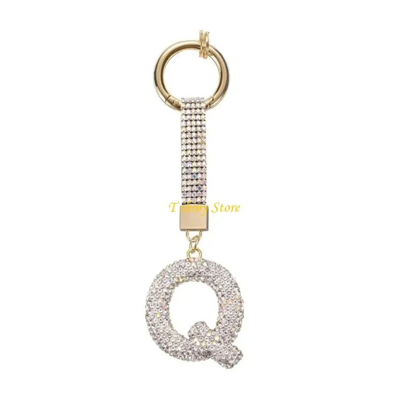 N58F Trendy Rhinestones Embellished Holder, Character Alloy Keyrings Ornament for Office Workers and Teens