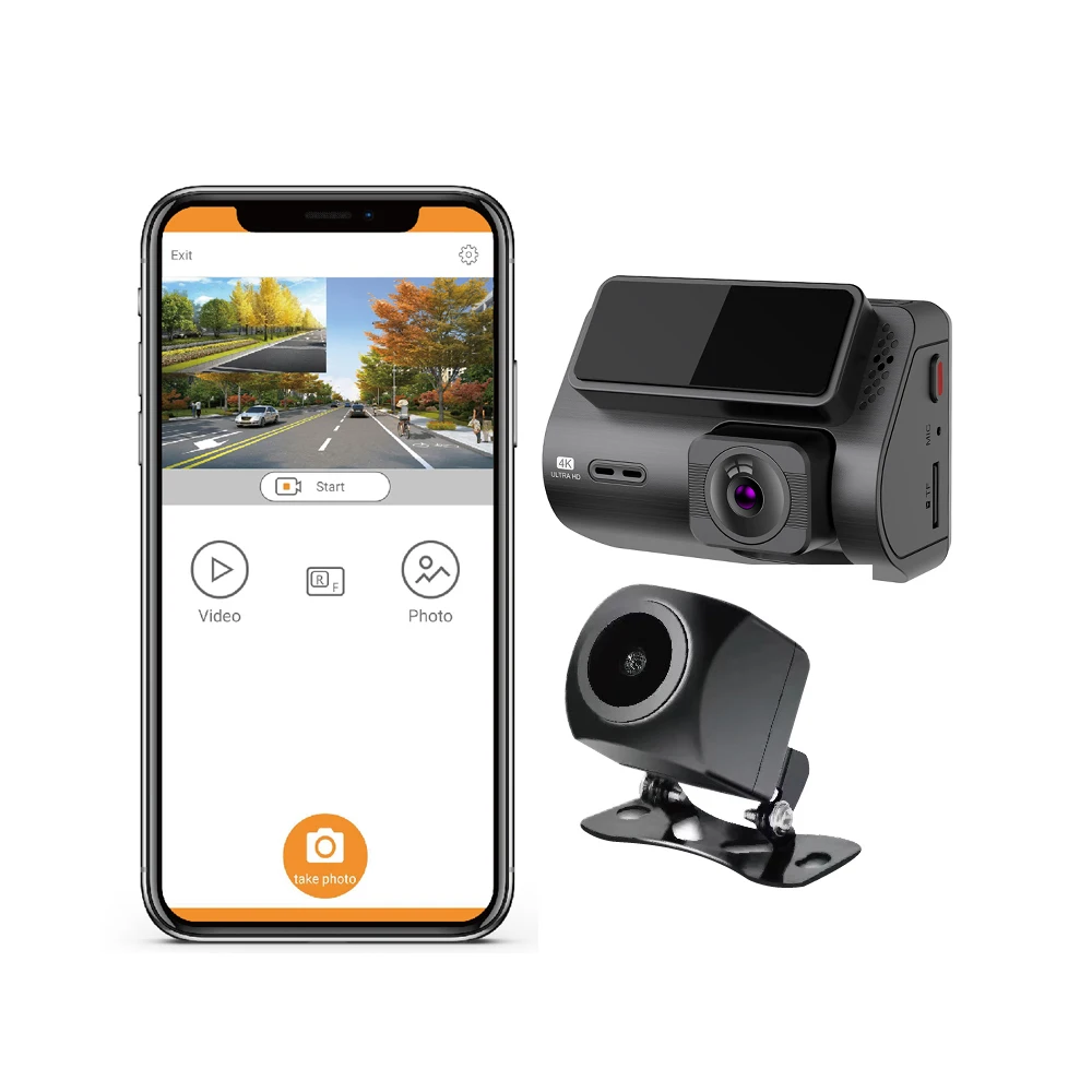 

APP Dashcam car black box 4K HD Night Vision Car Driving Monitor Recorder Smart Wifi Car DVR Dash Camera