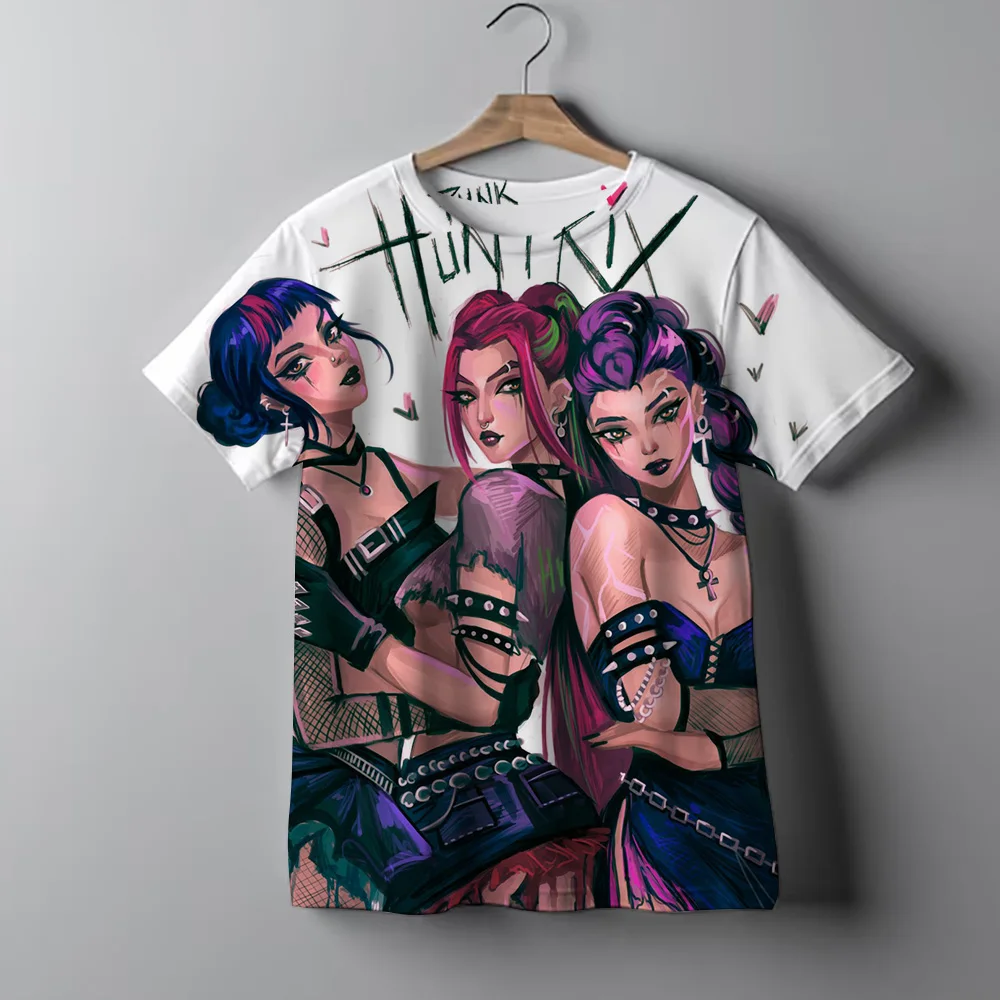 เสื้อยืดเด็กนักล่าปีศาจลายการ์ตูนพิมพ์ลายเสื้อยืดเด็กชายเด็กหญิงลำลองแขนสั้นเสื้อยืดเสื้อผ้าเด็ก