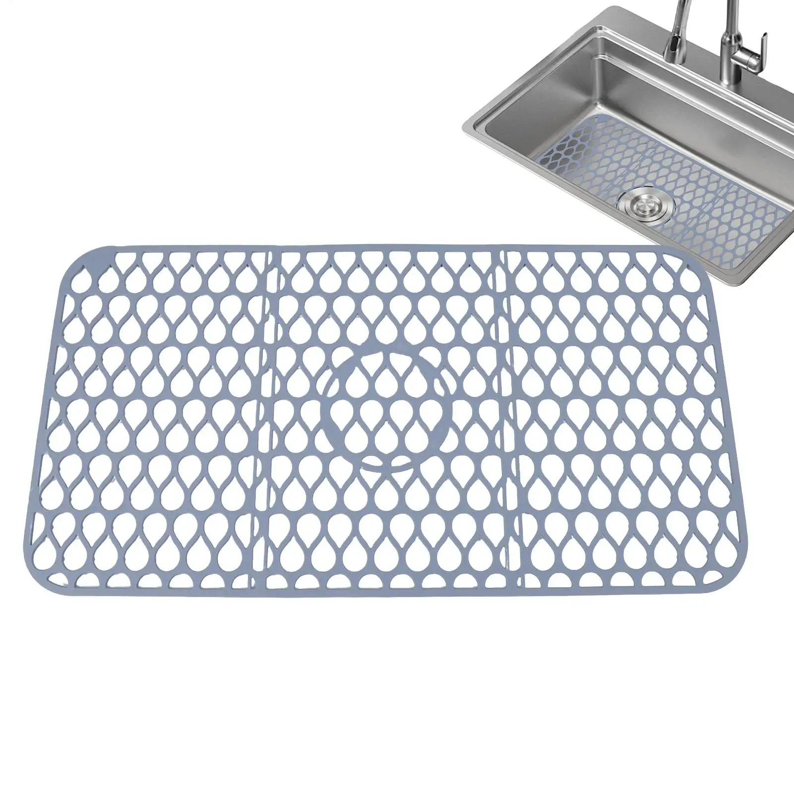 

Soft Silicone Sink Mat Anti Slip Home Heat Insulation Drying Protector Cover Quick Drain Pad Kitchen Accessories Sink Pad
