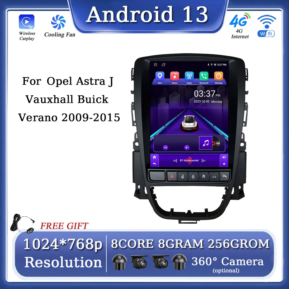 Android 13 for Opel Astra J VauxhallBuick Verano 2009 - 2015 Autoradio Carplay Multimedia Auto 4G WIFI BT Car Radio Stereo 9.7‘’