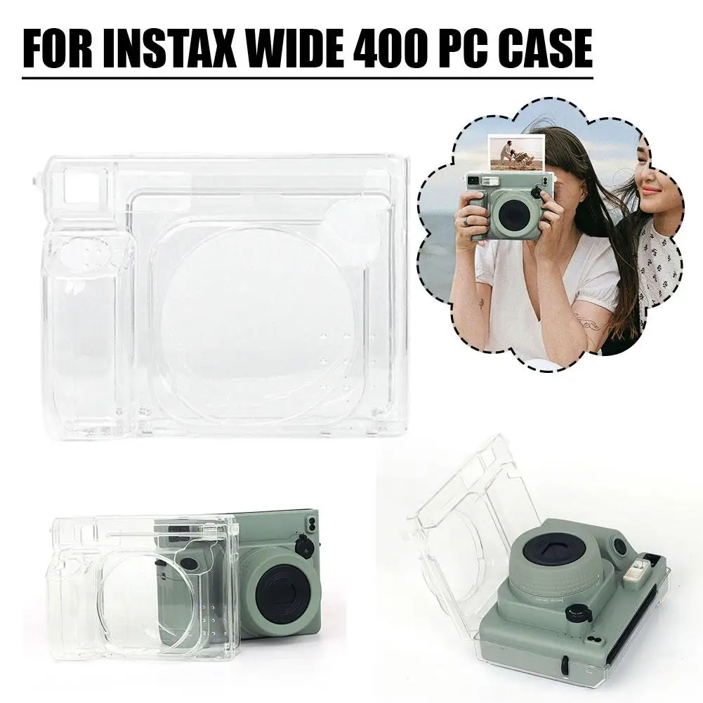 For Instax Wide 400 Pc Case With Shoulder Strap Instant Crystal Cover Anti Case Scratch Anti-drop Transparent Storage Camer R1T4