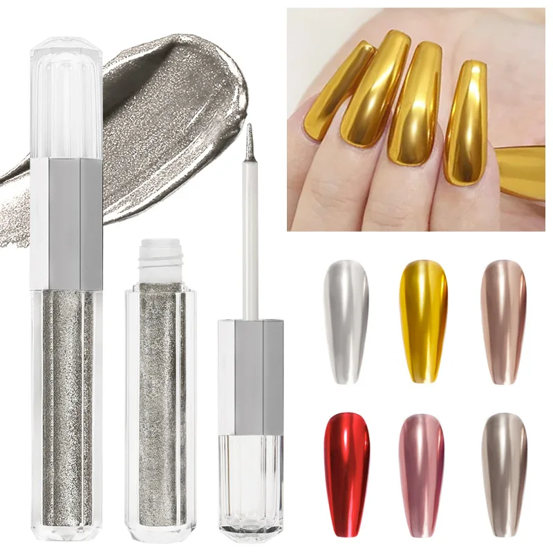 1Pc Nieuwe Nail Art Oogverblindende Spiegel Metalen Magische Vloeibare Magische Spiegel Vloeibare Laser Nageldecoratie