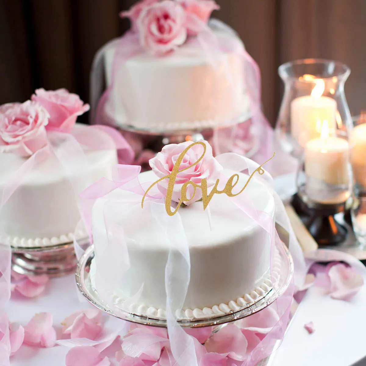 

10pcs Toppers Premium Glitter Paper Wedding Love Cake Picks Engagement Valentine Party Decorations Heart Picks
