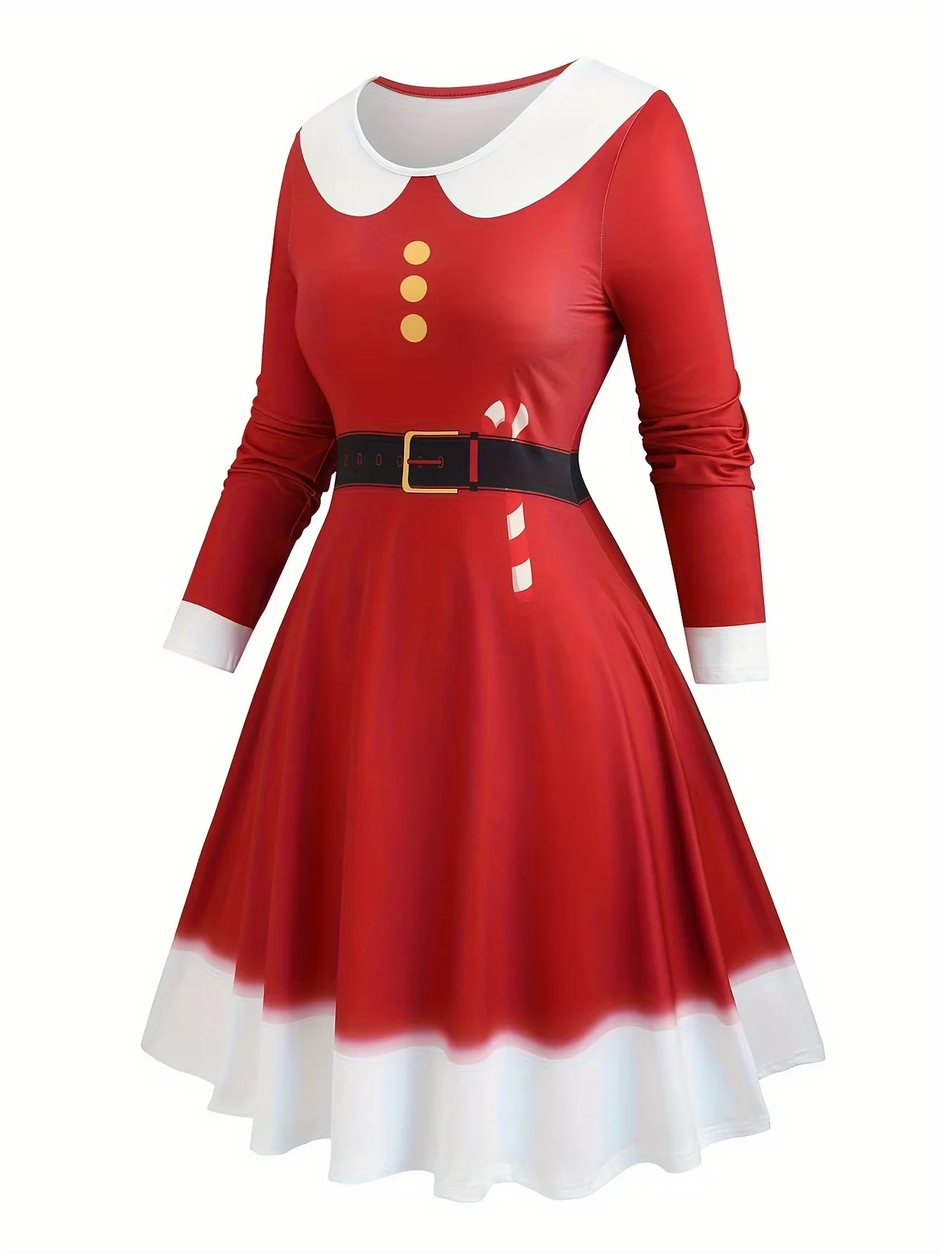 

Женское рождественское платье больших размеров с искусственным поясом, праздничный праздничный костюм для женщин больших размеров