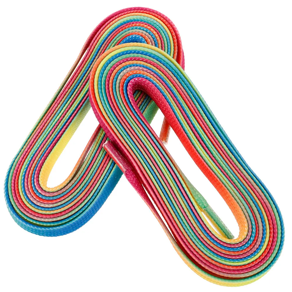 

Colorful Flat Gradient Rainbow Ice Hockey Laces Polyester Shoestrings For Skates And Sports Shoes 182cm