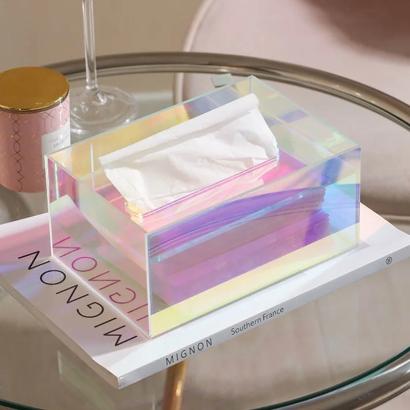 Tissue Box Holder Acrylic Storage Large Capacity Napkin Box For Washroom Living Room view 4
