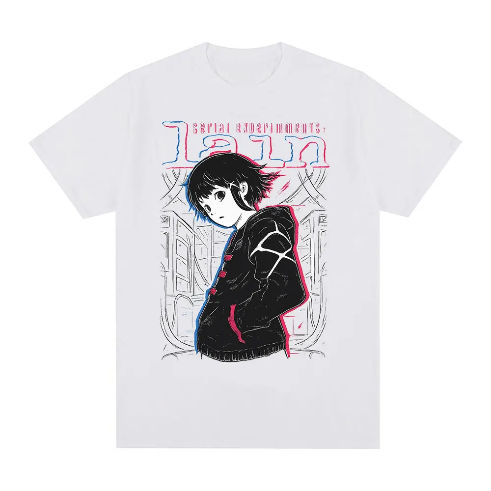 Anime Serial Experiments Lain T-Shirt Iwakura Manga Girl Sci Fi Short Sleeve T-shirts Men Women Clothing Cotton Casual T Shirts