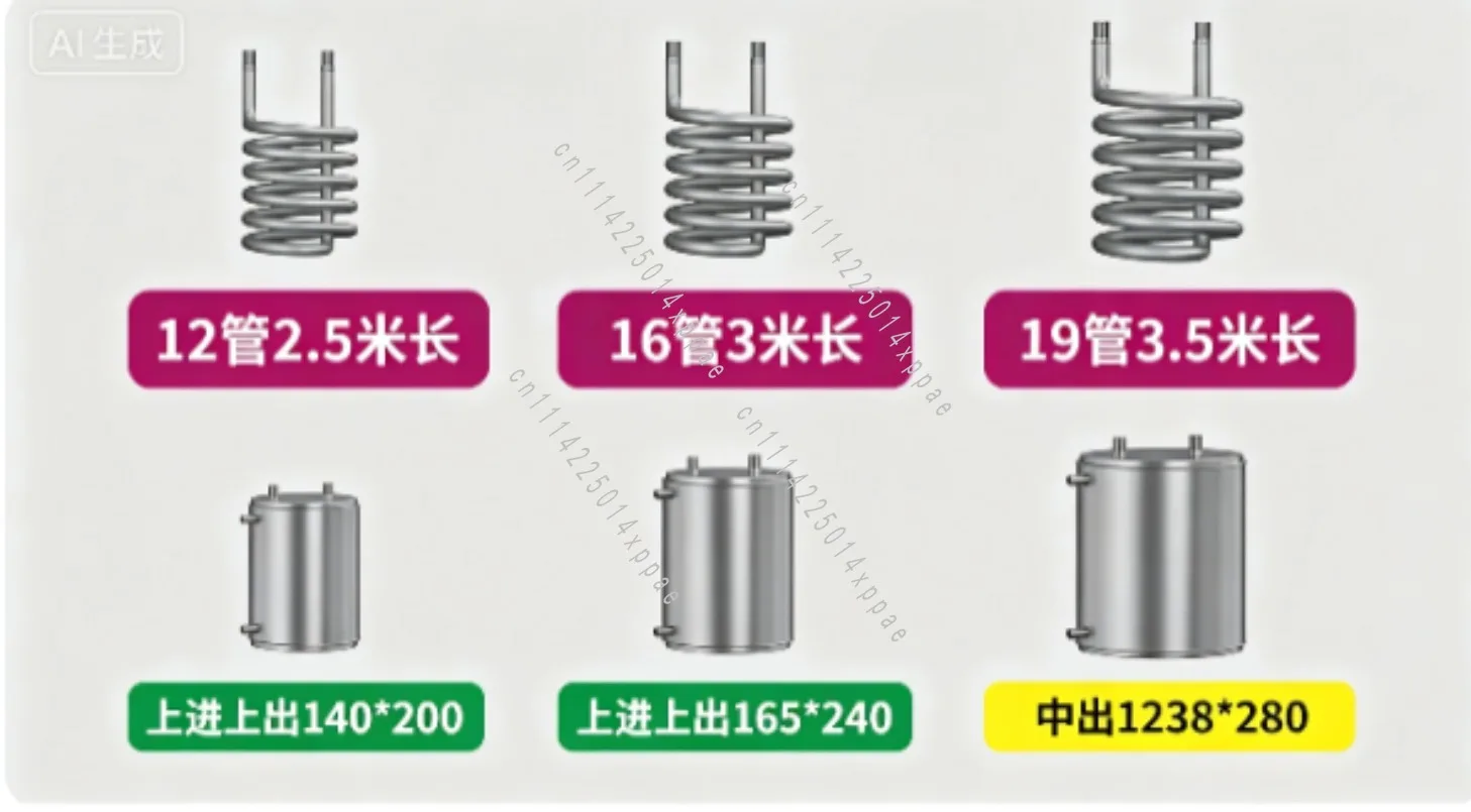Condenser Cooling Heating Distillation Energy Saving Stainless Steel Spiral Coil Heat Exchanger Refrigeration