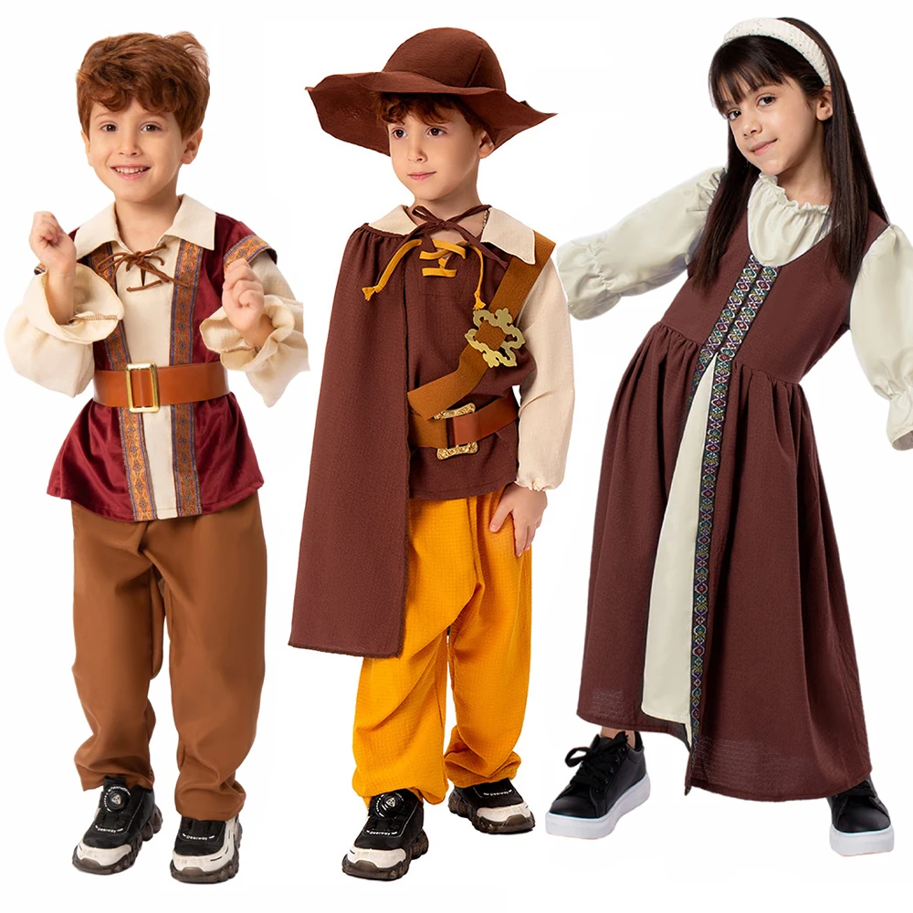 هالوين جديد القرون الوسطى RetroBoy زي فتاة فستان تأثيري حلي الأطفال فستان طويل رياض الأطفال مرحلة الأداء كوستوم #1