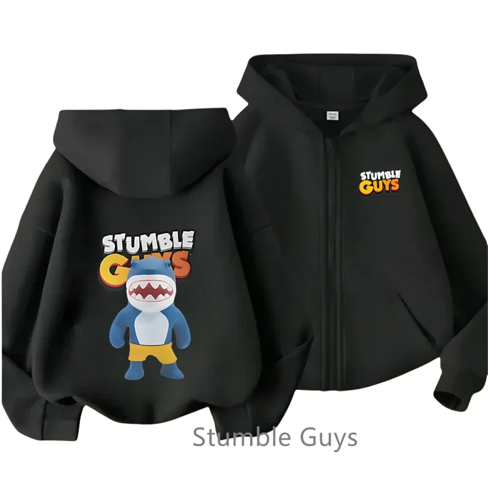 Fashion 2025 Game Stumble Guys Hoodie Autumn Kids Zipper Sweatshirts Baby Girls Cartoon Pullover Clothes Boys Hoody Outerwear