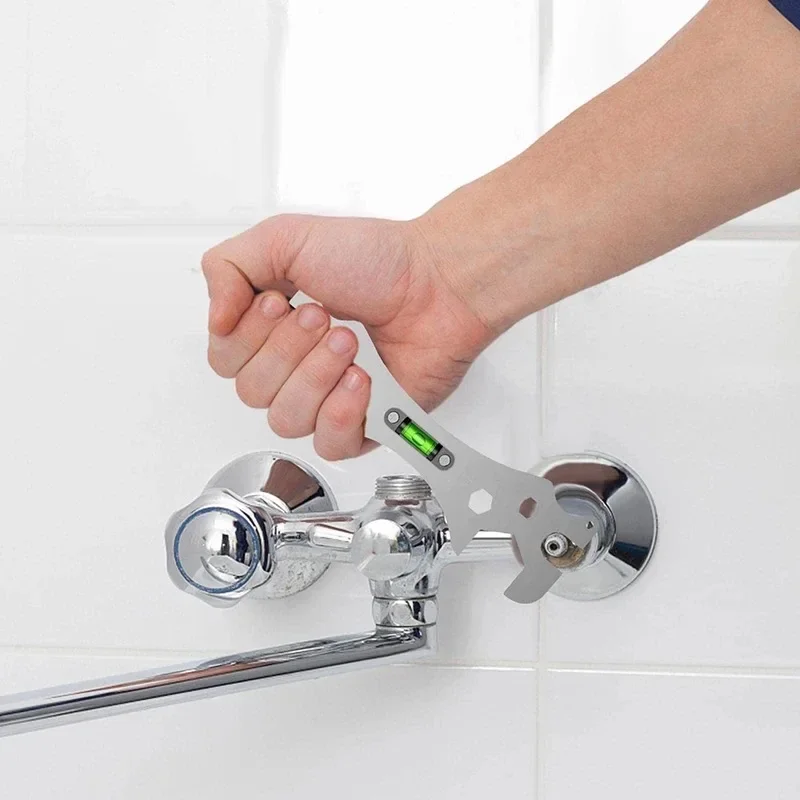 Shower Faucet Installation Ruler Distance Measuring Hand Tools Multifunctional Bathroom Wrench Bend Angle Leveling Wrench