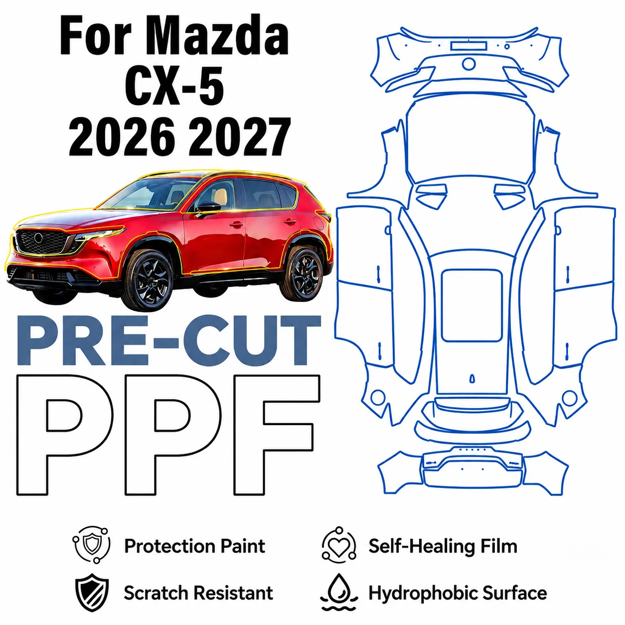 Paint Protection Film Matte - 9Mil Matte Clear TPU PPF Precut