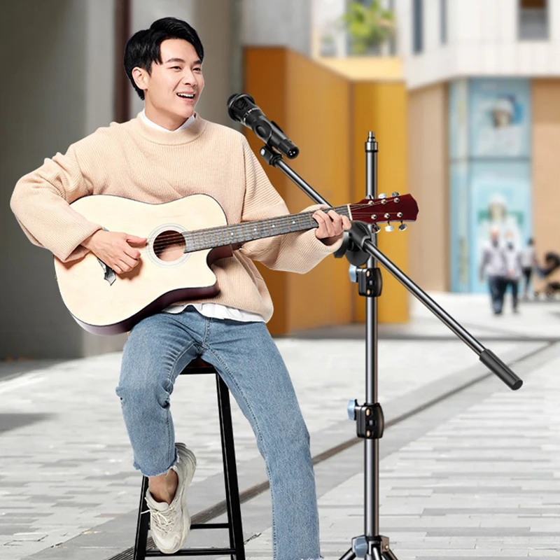 Trépied à flèche de Microphone 1.7 2.1M, bras à barre transversale de 66CM avec Clip et support pour téléphone