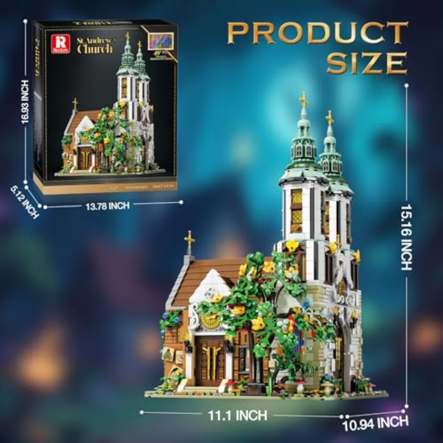 St.Andrew's Church Architecture Bausatz mit LED-LeuchtenMOC Street Modular Collectible Display Kit Construction Building Mo