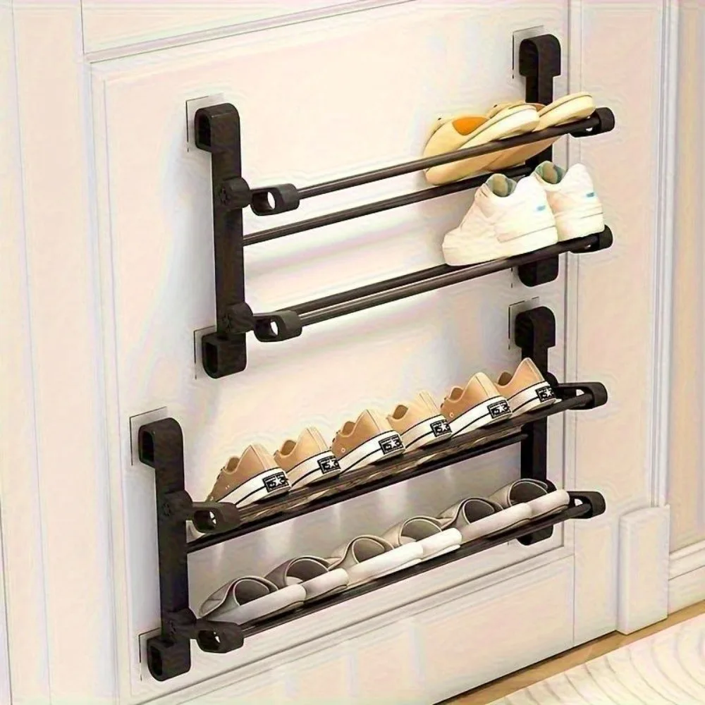 Robuste Wandmontierte Schuhregal ohne Bohren, Platzsparender Metall-Organizer mit Mehrstufigem Design, Ideal für Eingangsbereich und Flur