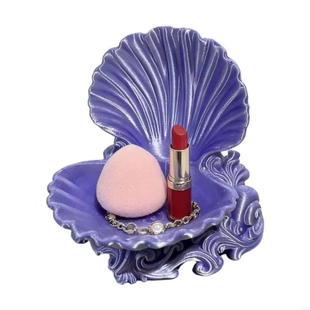 3D Printed Shell Jewelry Tray Ocean Wave Base Three-dimensional Carving Decorative Tray Multi-Purpose Pearlescent Jewelry Holder