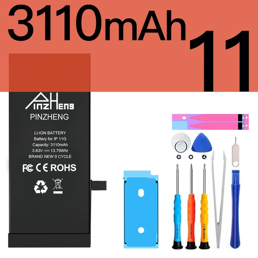 PINZHENG Echte batterij met hoge capaciteit voor iPhone X XR XS Max 12 13 Mini Pro Max 11 Pro Max Vervanging Bateria Garantie Eén jaar