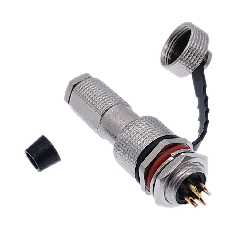 2Pcs 12G Precision Metal Waterproof Aviation Plug 2pin to 7pin M12 Male and Female Complete Set Electroplated Gold Contactors