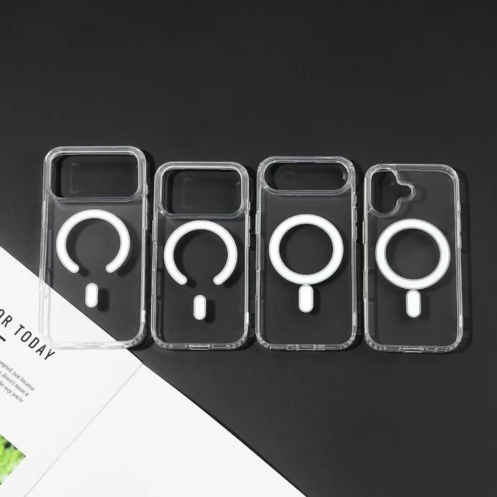 Transparente MagSafe-Hülle für iPhone 18 17 Air 16 16E 15 14 13 12 Mini 11 Pro XR X XS Max 7 8 Plus Magnetische Kabellose Ladehülle – Detail 6