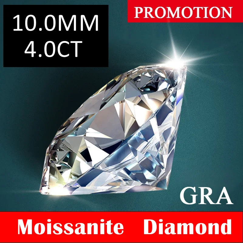 

4.0ct 10.0mm Luxury Moissanite Diamond VVS Loose Stones for Jewelry Making/Collection/DIY Stone