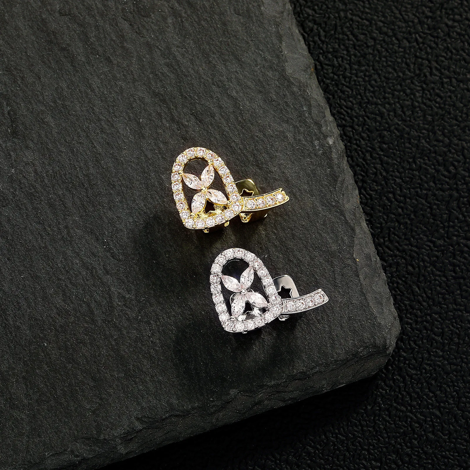 Clover CZ Grillz Single Tooth Jewelry Flower Design Bling Tooth Cover Hip Hop Mouth Jewelry Christmas Gift Fashion Accessories