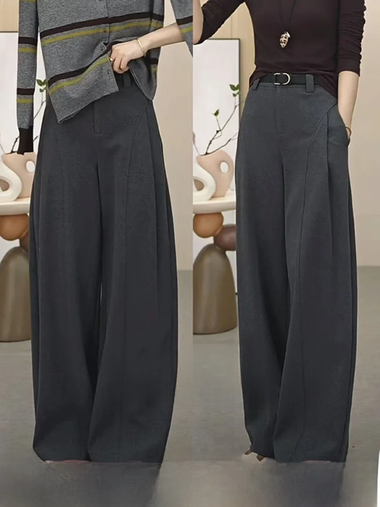 

Женские модные повседневные брюки-палаццо с высокой талией, прямые, широкие, в стиле «бананы»