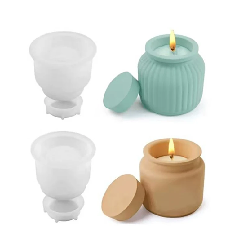 

1Set Silicone DIY Candle Jar Mold With Lid - Aroma Wax Jar Making Mold For Resin, Concrete, Gypsum - Mold For Home Crafts