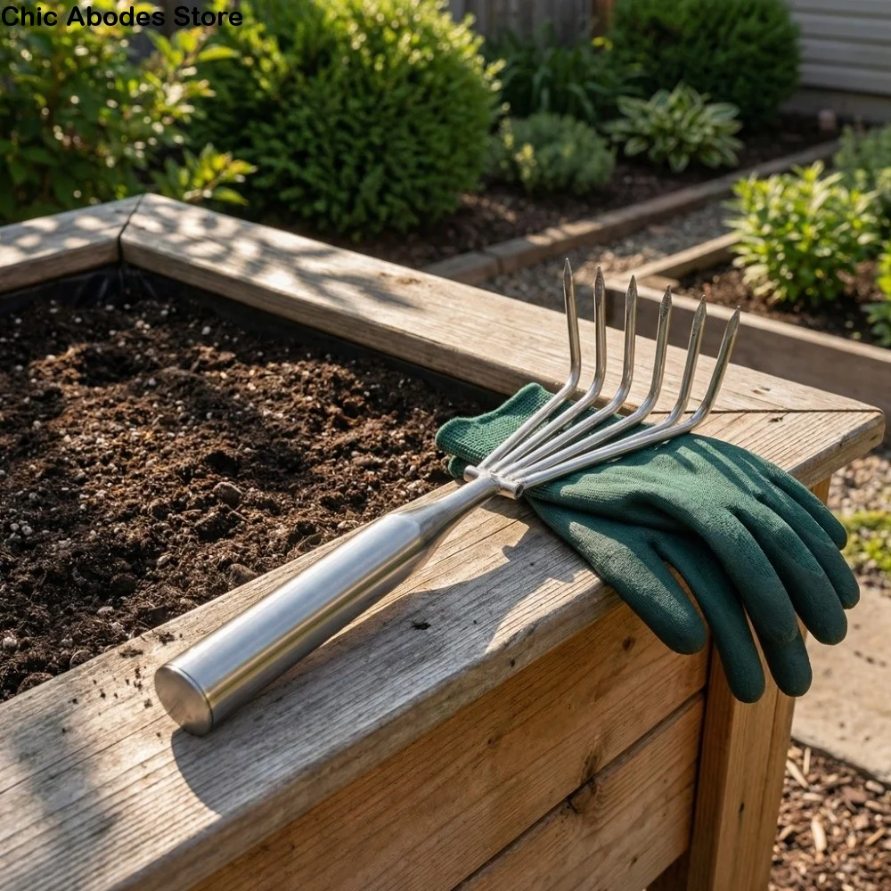 

Садовые ручные грабли с 3/5 зубьями из нержавеющей стали, маленькие грабли для листьев, прочный садовый инструмент для удаления сорняков