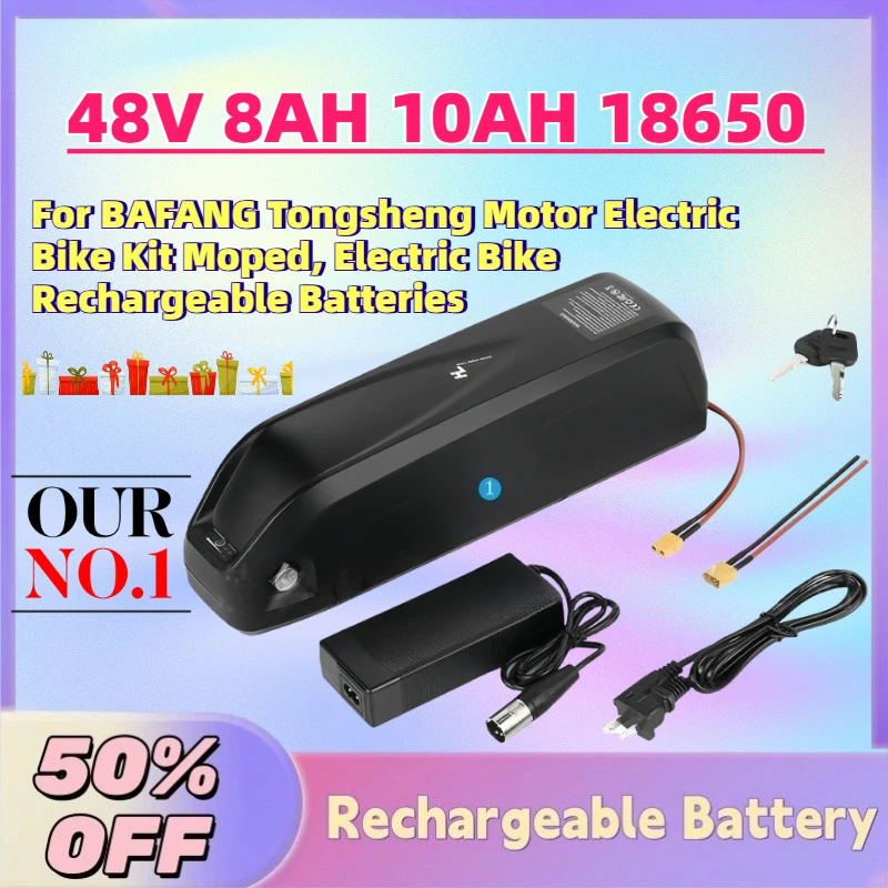

48V 8AH 10AH 18650 Li-Ion Battery Pack for BAFANG Tongsheng Motor Electric Bike Kit Moped, Electric Bike Rechargeable Batteries
