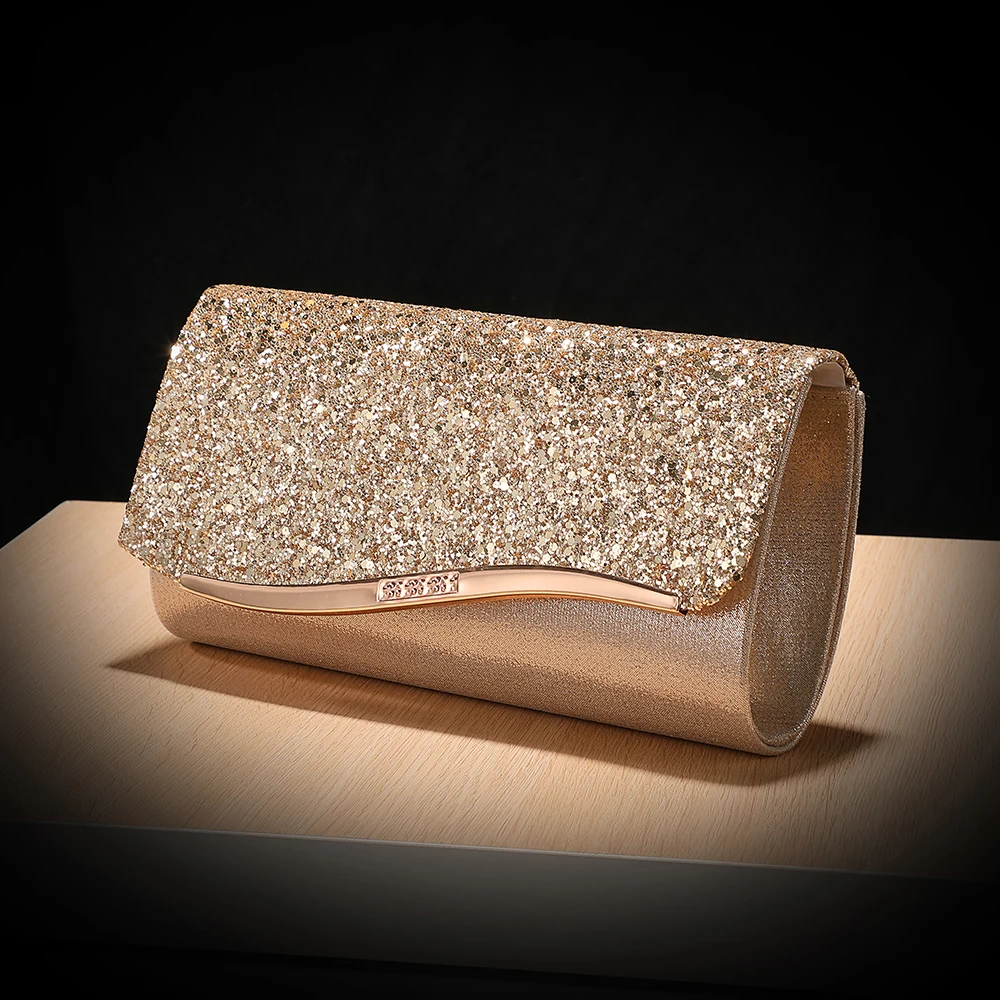 

Фиолетовый блестящий клатч с длинным ремешком-цепочкой, сверкающий вечерний кошелек для гала-ужина, красной ковровой дорожки и роскошных собраний