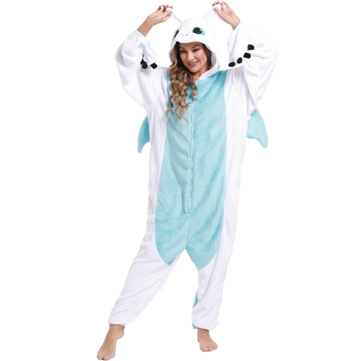

2025 Хэллоуин Кигуруми Onesie Pyjama Dessin Animé для взрослых, Femmes, Hommes, пижамы с животными, меховые комментариев сером vos