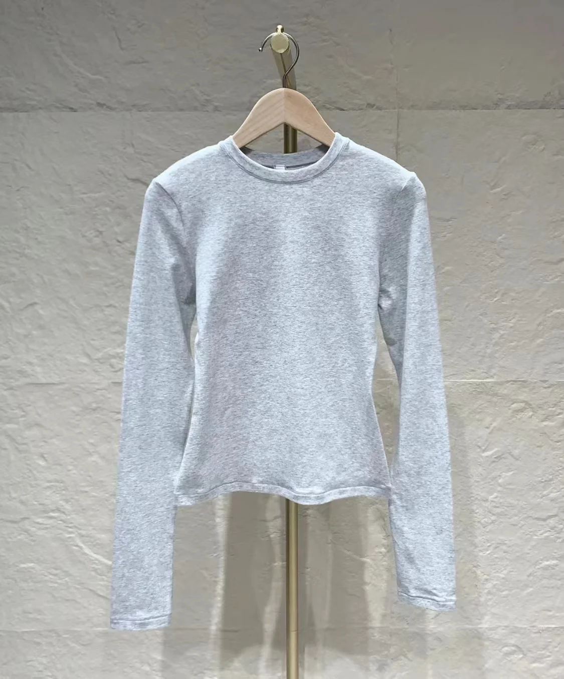 High Quality  Pure Cotton Tight Bottom Top Long Sleeve T-shirt Sports Casual Home External Penetration