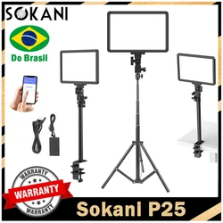 【DO BRASIL】Sokani P25 Dimmable LED Video Light Panel Fill Lamp For E-sports Live Stream Photo Studio Video Calls Zoom Meetings