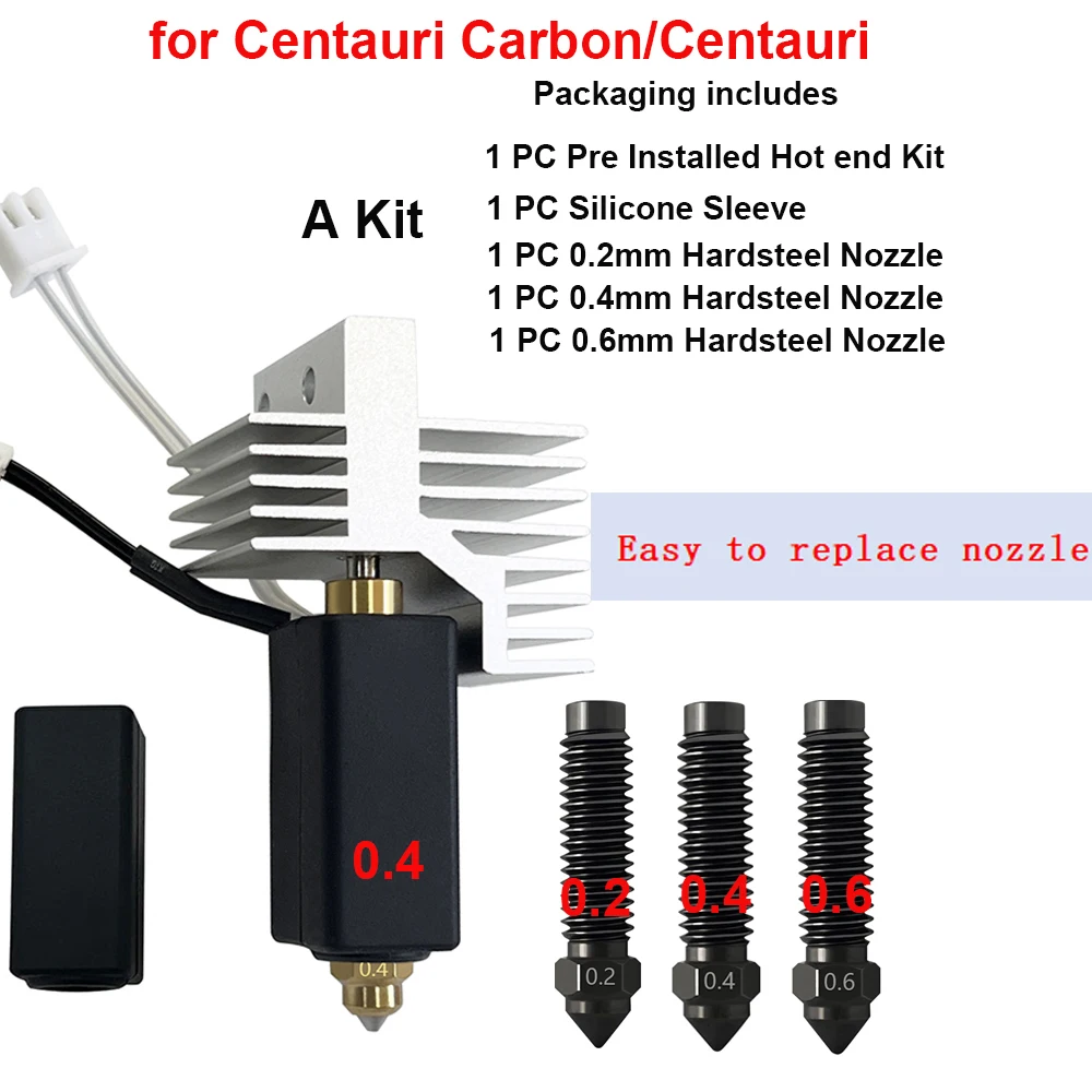 

0,2 мм 0,4 мм 0,6 мм керамическая насадка Hotend и закаленная сталь для Centauri Carbon для комплекта Elegoo
