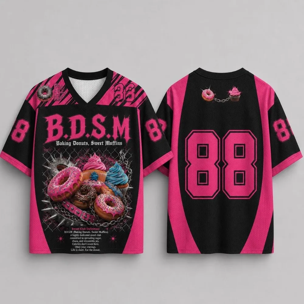 Donut Gothic Punk Style 3DPrint Quick-dry Breathable Sports MenWomen Vneck Loose Tshirt Fashionable Street Y2K Parental Clothing