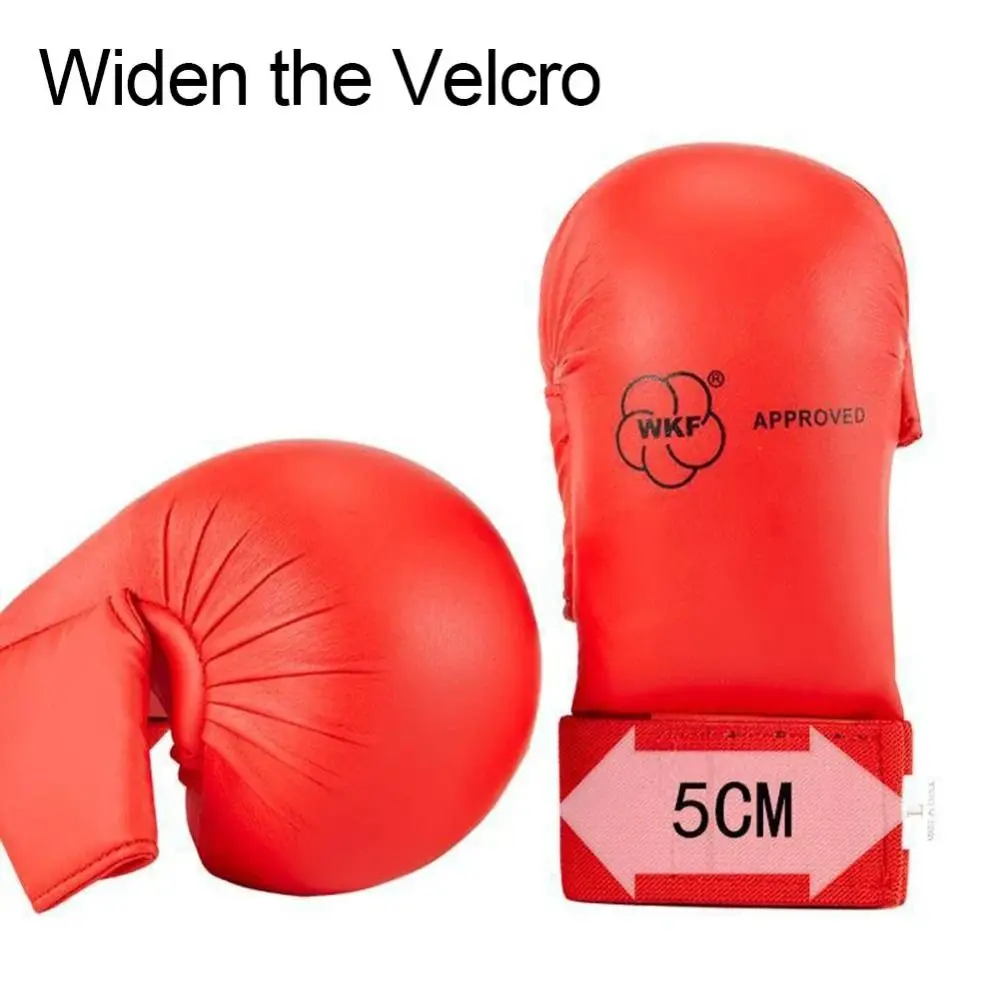 Half Finger Karate Gloves Practice Training Thumb Protection Boxing Gloves Red Blue PU Leather Karate Hand Guard Kids Adult