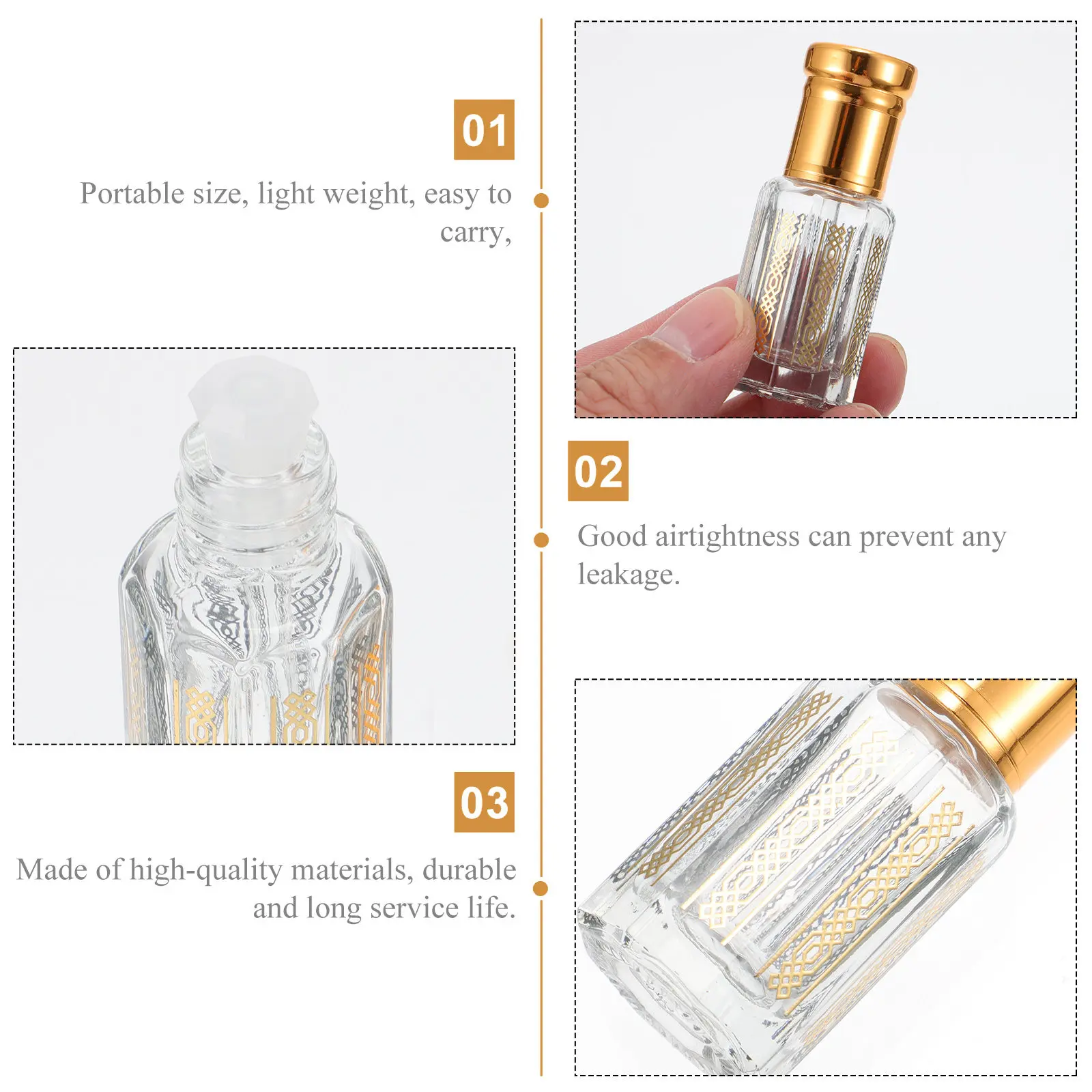 6Pcs Essential Oil Roller Bottles Small Portable Glass Containers for Travel DIY Perfume Roll-on Bottles Glass Containers view 3