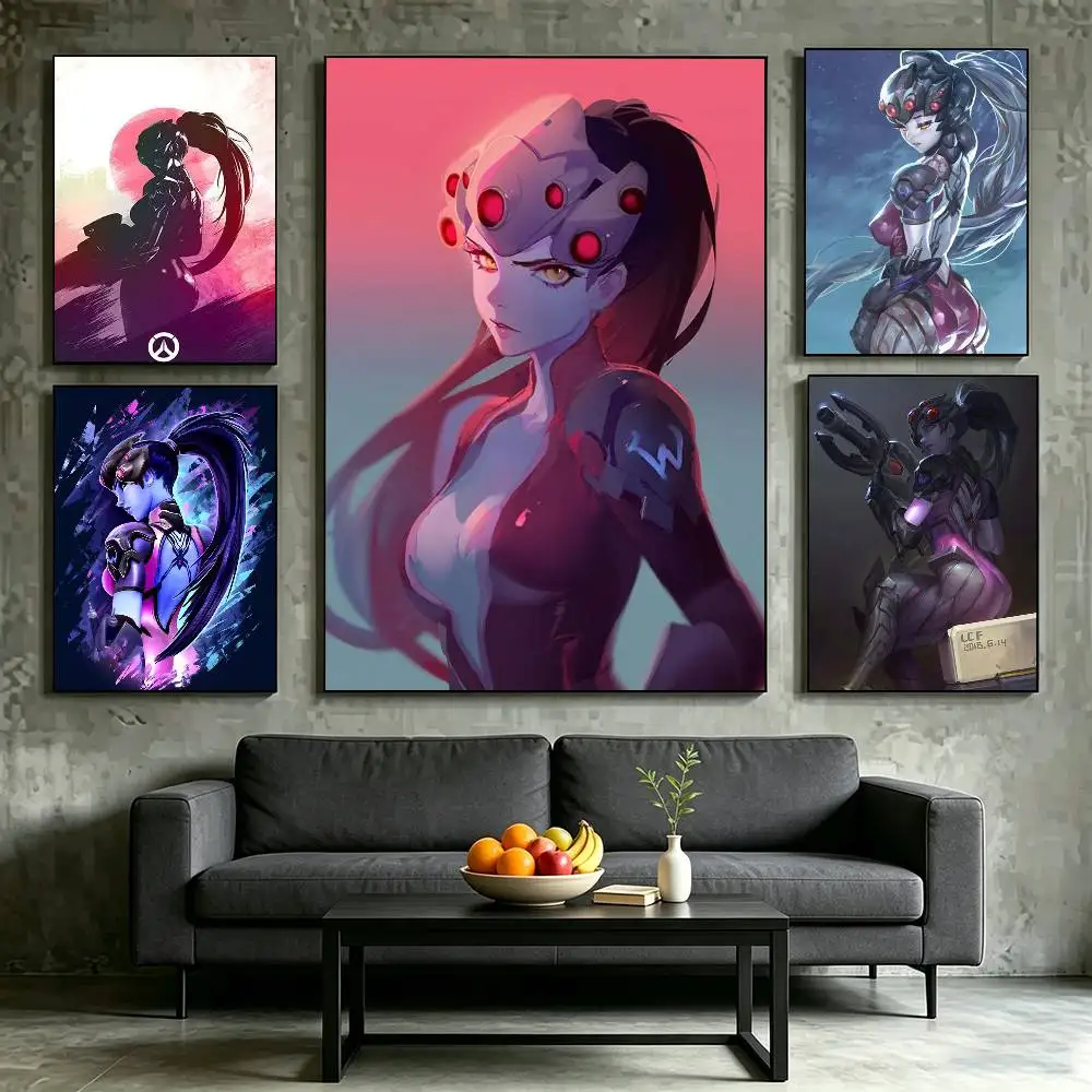 O-Overwatch W-Widowmaker Poster Waterproof Wall Art Sticker For Bar Living Room Vintage Decor High Quality Print Gift