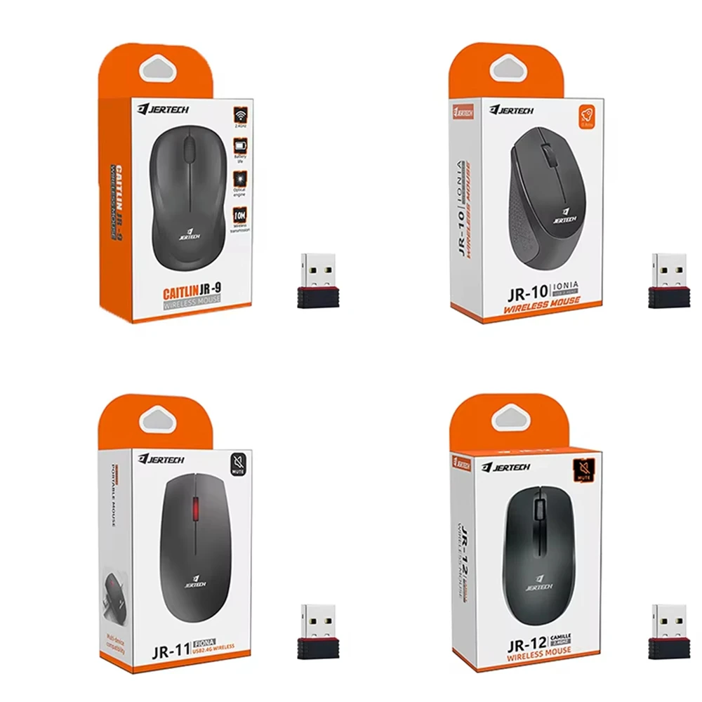 

JERTECH JR9 JR10 JR11 JR12 2.4GHz Wireless Mouse Black USB Suitable For Desktop And Laptop Computers