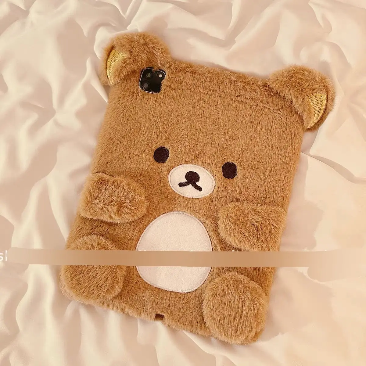 Japan cartoon winter rilakkuma Folding Applicable iPad Pro2024 Protective Case Air 7 plush 11-inch MINI6 iPad Protective Case