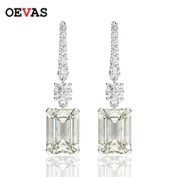 OEVAS Luxury 925 Sterling Silver High Carbon Diamond Gemstone White Gold Drop Dangle Hook Earrings Fine Jewelry Gift Wholesale