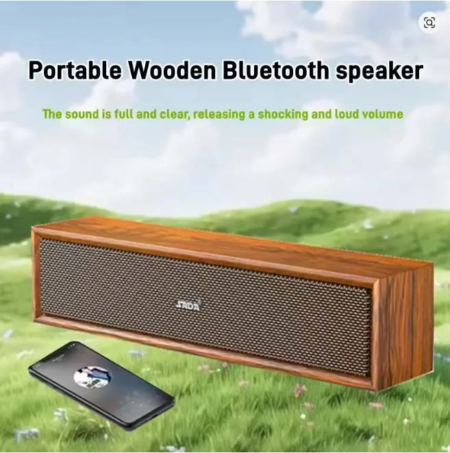 AOSIBAO-レトロ-木製-サウンドバー-Bluetooth-5.0-＆-有線-HIFI-スピーカー-重低音-360 ° サラウンドテレビ/デスクトップ/ホームシアター用