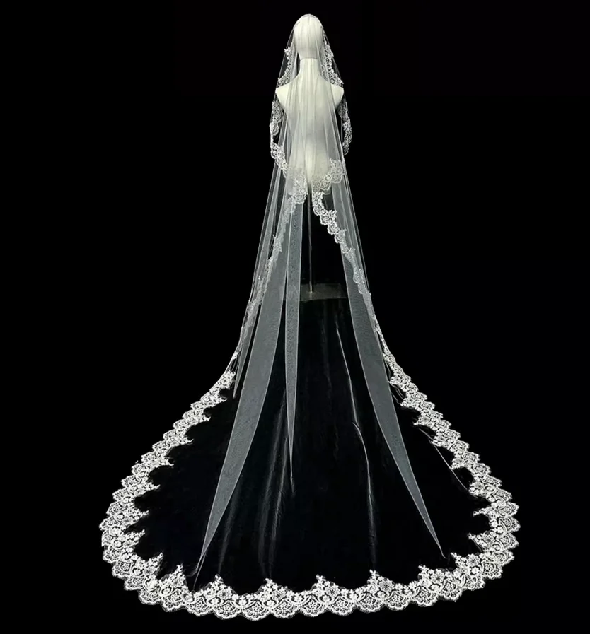 Novo véu de noiva, acabamento de renda luxuoso e resistente, cauda extra longa, perfeito para casamentos, casamentos com tema floresta e viagens