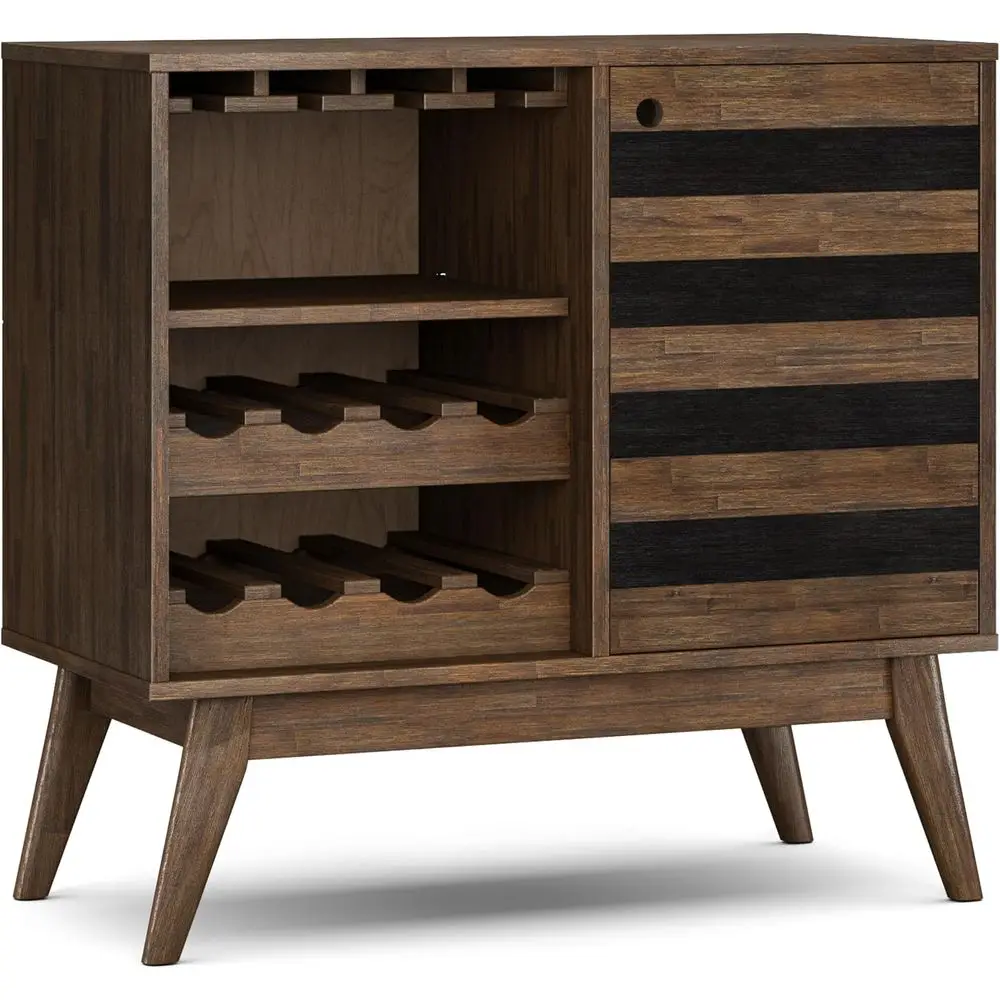 

Clarkson, 8 бутылок, натуральный состаренный коричневый деревянный шкаф Clarkson, 39 дюймов, винный шкаф широкого века в деревенском стиле или гостиной, столовой Ro