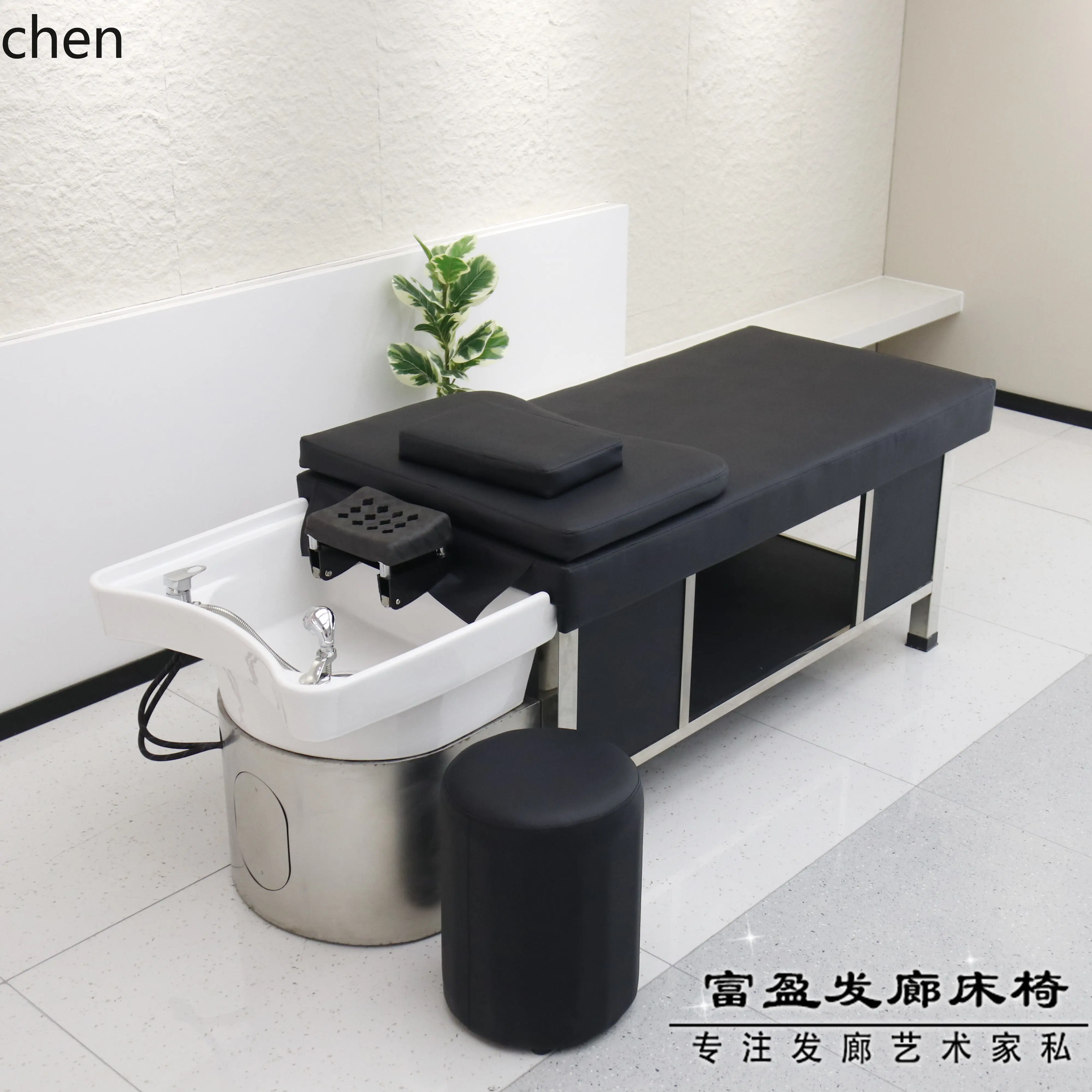 

LXC Barber Shop Shampoo Bed Full Lying Hair Salon Special Bed Flushing Bed Ceramic Basin Stainless Steel