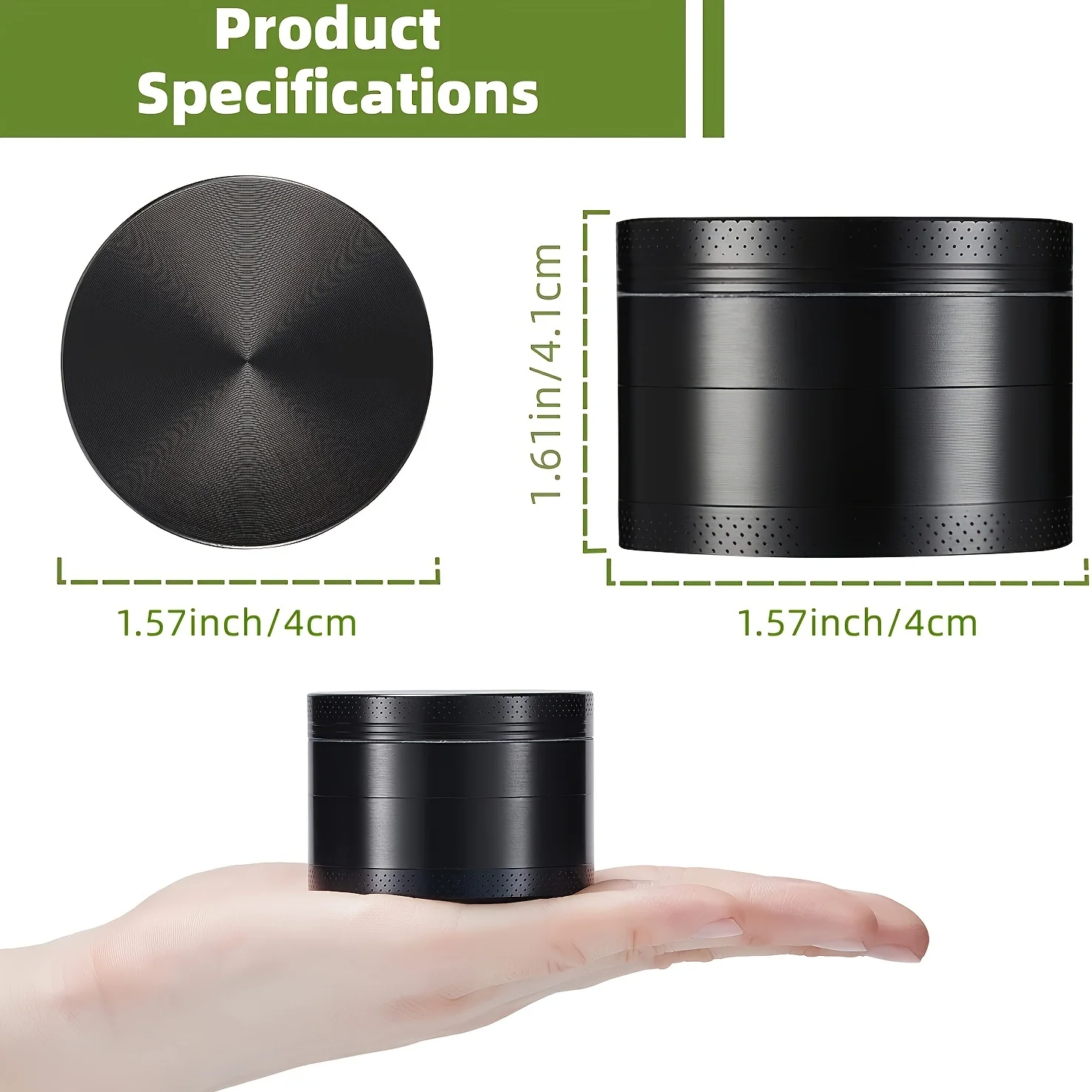 MOONSHADE Metal Tobacco Grinder 50/63mm 4 Layers Zinc Alloy Spice Dry Herb Grinding Mill for Smoking Accessories Crusher Tool