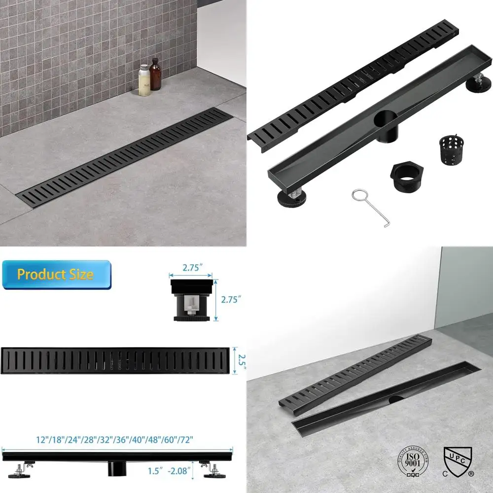 

24 Inch Matte Black Stainless Steel Linear Shower Drain with Removable Capsule Cover and Long-Lasting Durability