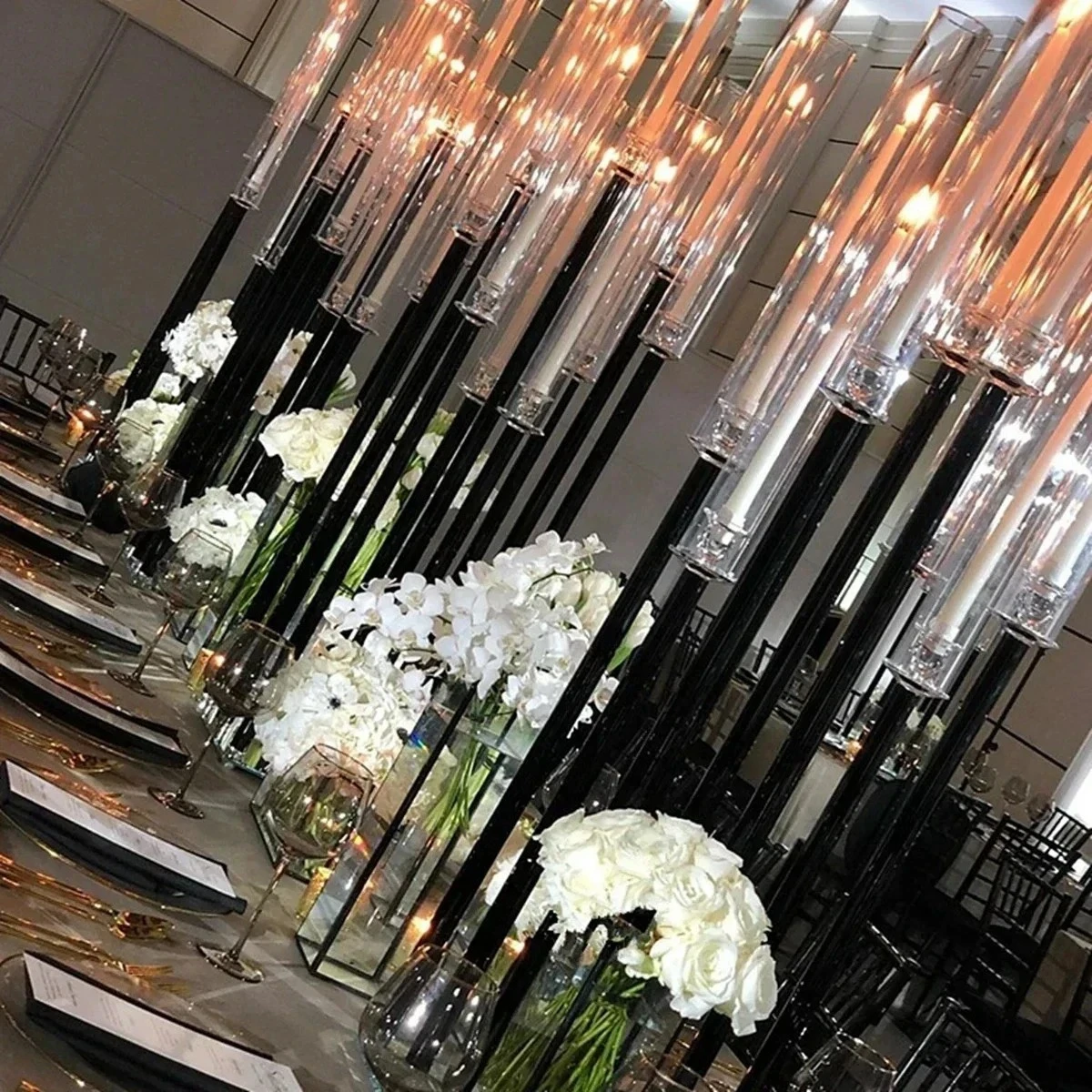 9 Head gold/white/sliver/black Metal Candle Holder Wedding Decoration Table Centerpieces Wedding Centerpiece Table Candle Holder