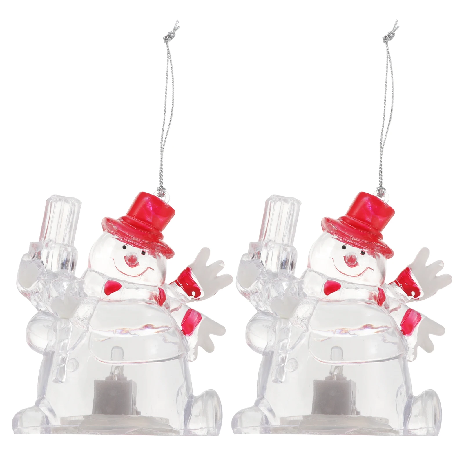 

2pcs Glowing Decoration Plastic LED Pendant Gifts Winter Christmas Ornaments Hanging Tree Ornaments Xmas Home Party